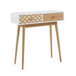 Console UTAH Décor Bois et Blanc 2 Tiroirs - L80cm