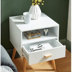 Table de chevet ULOS Blanc 1 Tiroir 1 Niche - L40cm
