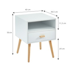 Table de chevet ULOS Blanc 1 Tiroir 1 Niche - L40cm