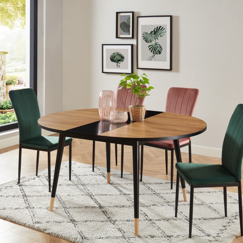 Table Extensible CAVALLO Bois et Noir L120-150cm