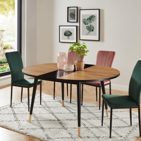 Table Extensible CAVALLO Bois et Noir L120-150cm