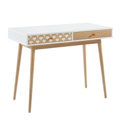 Bureau UTAH Décor Bois et Blanc 2 Tiroirs - L100cm