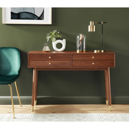 Console MARCELLO Bois de noyer 4 tiroirs - L120cm
