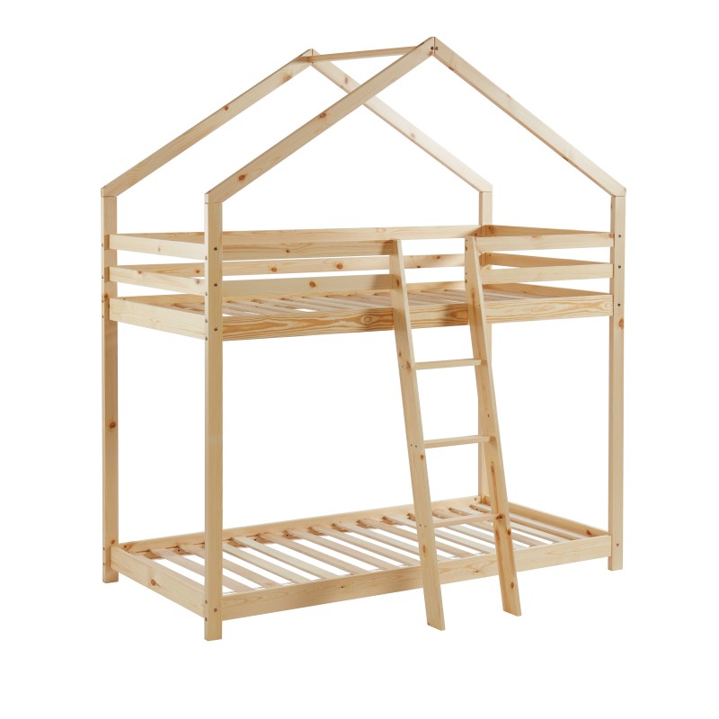 Lit superposé TINY Bois massif de Pin naturel 90x190cm