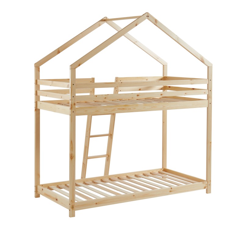 Lit superposé TINY Bois massif de Pin naturel 90x190cm