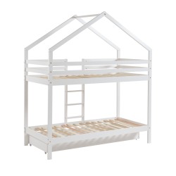 TINYBUNKDRABL lit superposé Lit superposé cabane blanc échelle sur le côté et tiroir