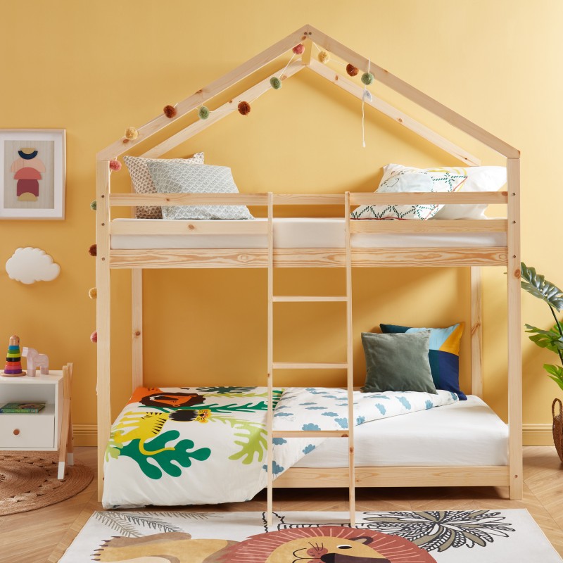 Lit superposé TINY Bois massif de Pin naturel 90x190cm
