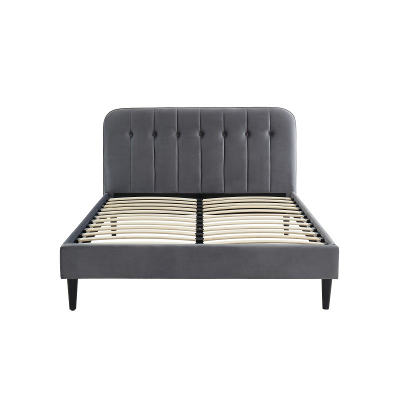 Lit ANDRE Velours Gris Anthracite 140x190cm