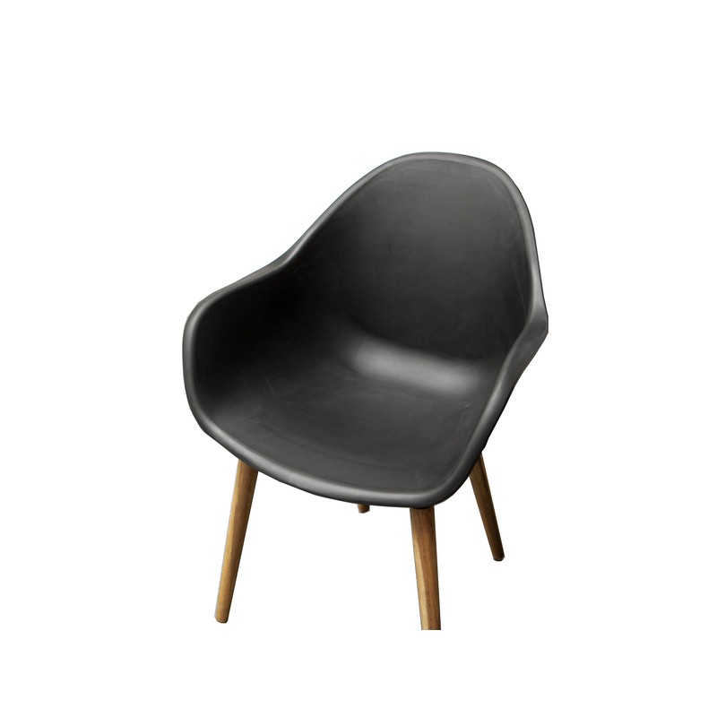 KIRA2NR lot de 2 chaises coloris noir plastique et pieds bois