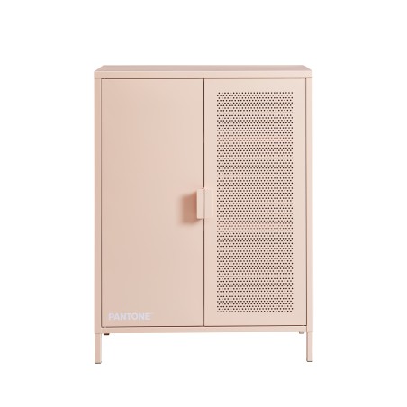 PANTONE Buffet en métal Rose 2 portes 2 étagères