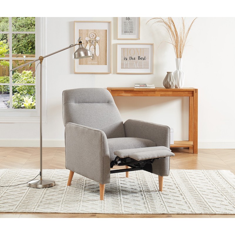 Fauteuil JOSEPH tissu gris inclinable