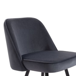 Lot de 2 Tabourets EUGENE Velours gris pieds noir/doré Hauteur d'assise 72 cm