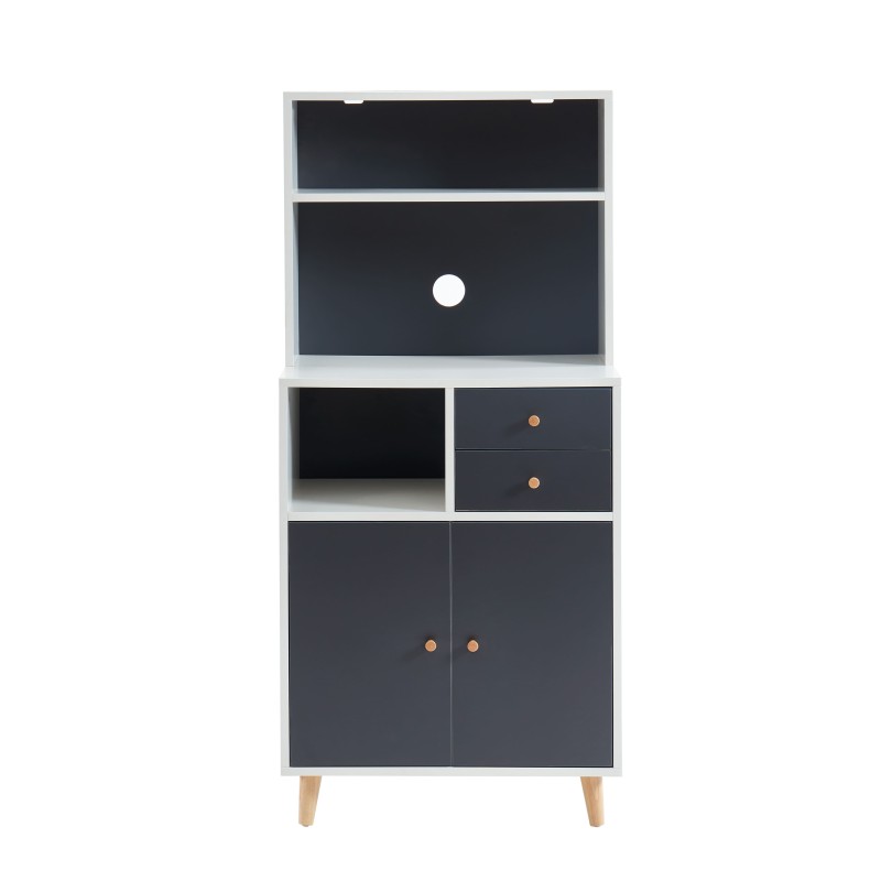 Buffet de cuisine MAX Blanc et gris foncé 2 tiroirs, 2 portes, 1 étagère