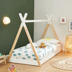 Lit enfant tipi TINY Bois Massif de pin naturel 90x190cm