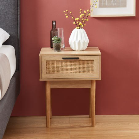 Table de chevet AMANA cannage naturel 40cm
