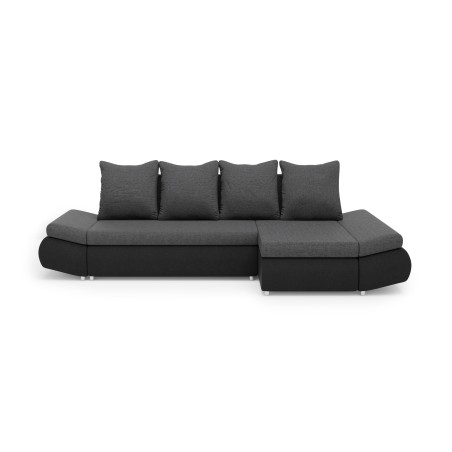 Canapé d'angle OLIVER tissu Gris Noir Convertible 3 places 