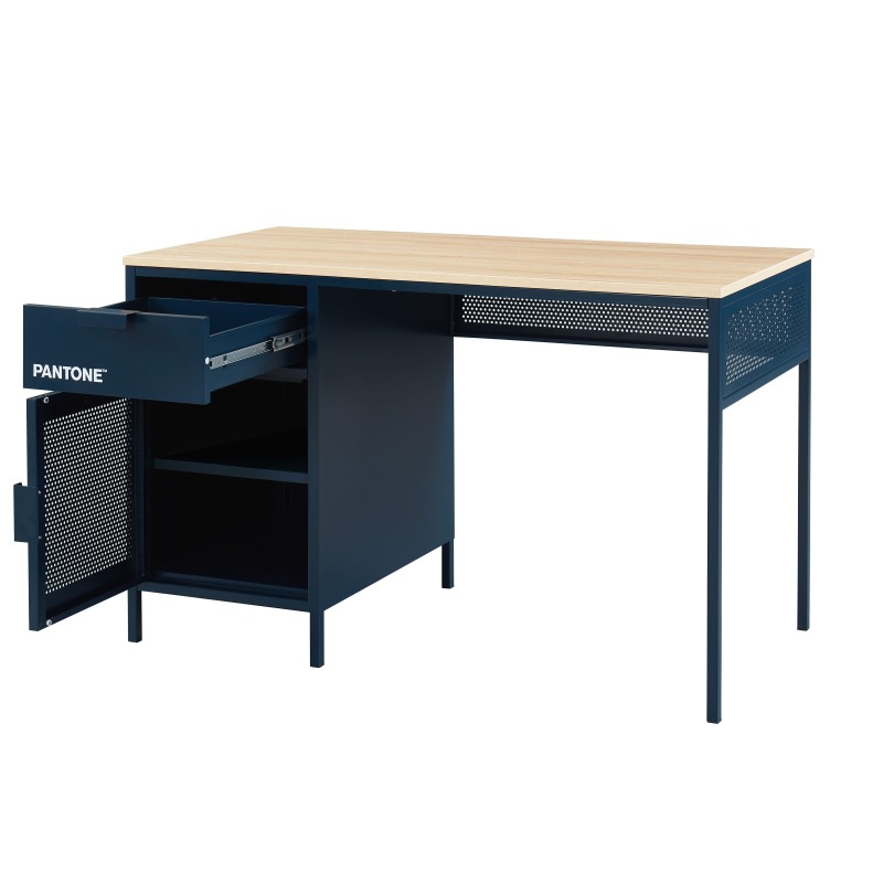 Bureau PANTONE Bleu nuit en métal 1 porte et 1 tiroir L120cm