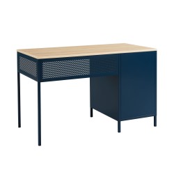 Bureau PANTONE Bleu nuit en métal 1 porte et 1 tiroir L120cm