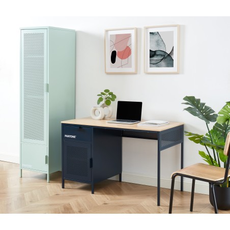 Bureau PANTONE Bleu nuit en métal 1 porte et 1 tiroir L120cm