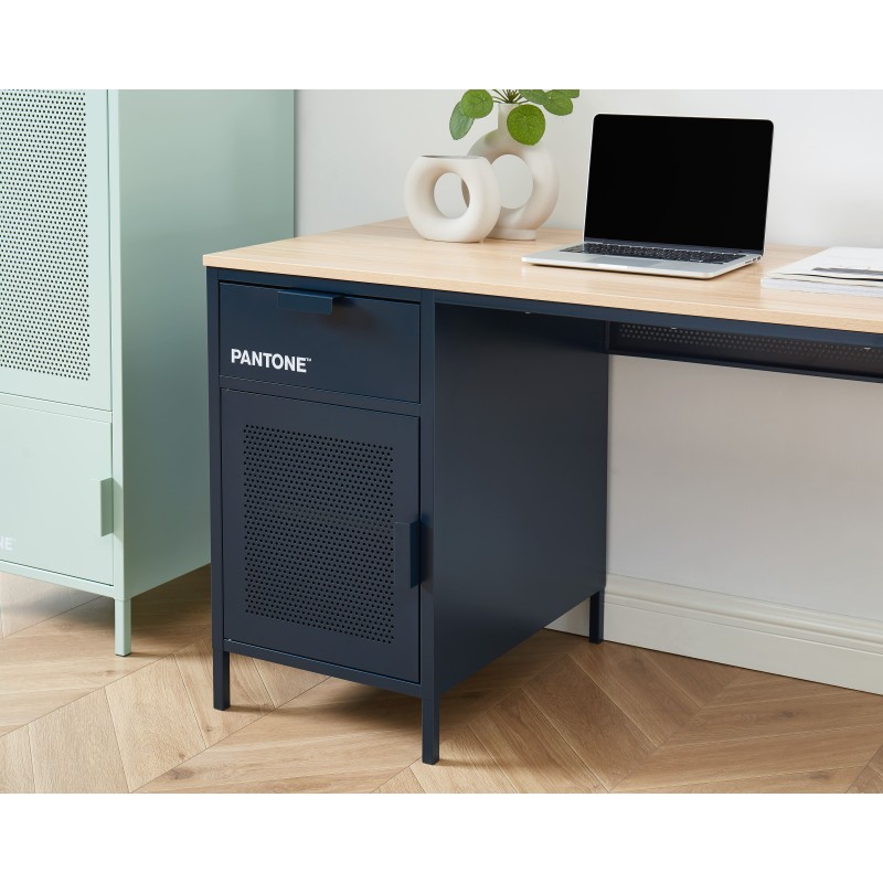 Bureau PANTONE Bleu nuit en métal 1 porte et 1 tiroir L120cm