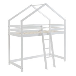 Lit mezzanine TINYbois massif de pin blancmatelas 90x190