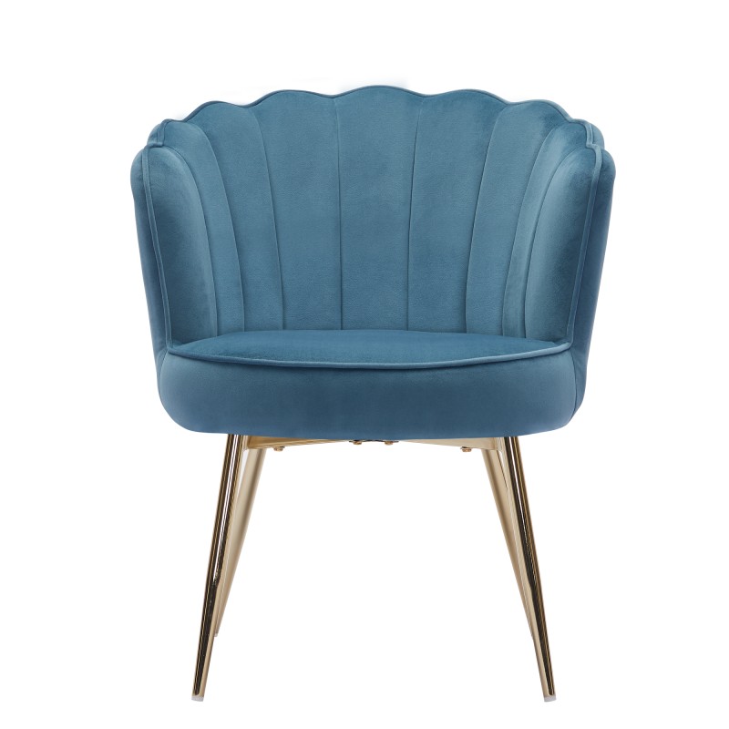 Fauteuil CALLISTA en velours bleu avec pieds doré