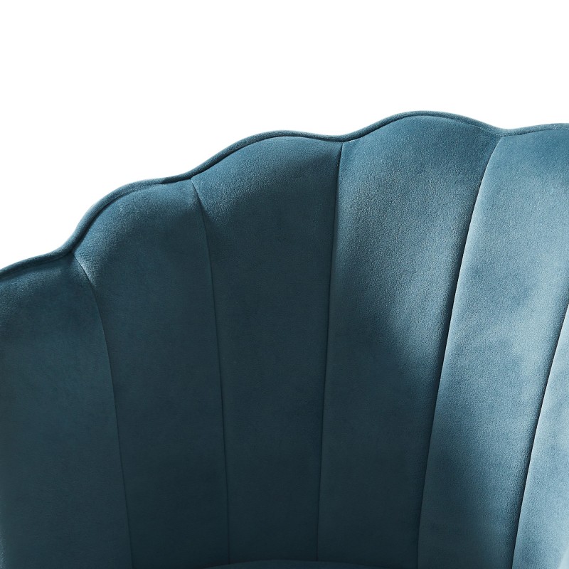 Fauteuil CALLISTA en velours bleu avec pieds doré
