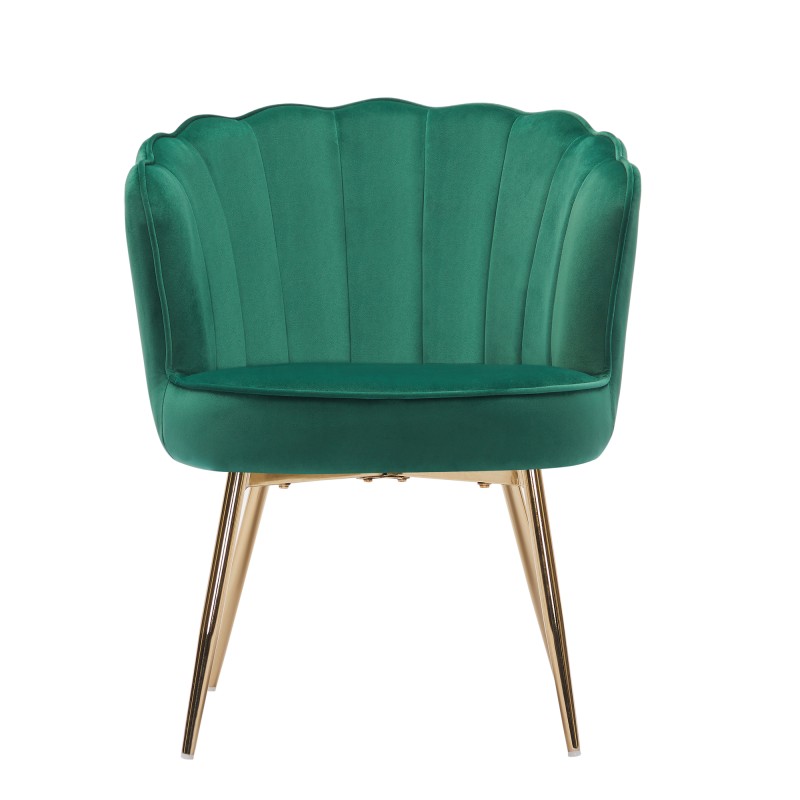 Fauteuil CALLISTA en velours vert sapin avec pieds doré