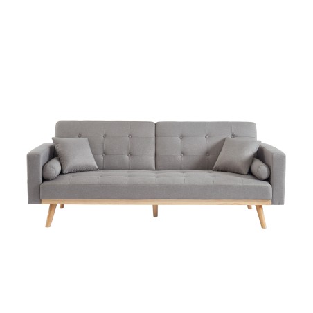 Canapé KELLY droit convertible en tissu gris