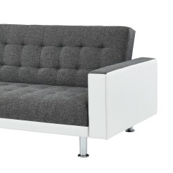 Canapé LUXURY XL convertible et réversible PU blanc tissu gris