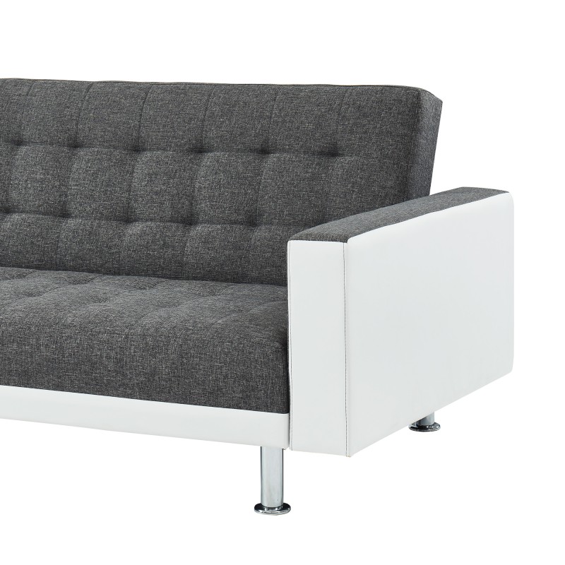 Canapé LUXURY XL convertible et réversible PU blanc tissu gris