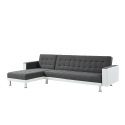 Canapé LUXURY XL convertible et réversible PU blanc tissu gris