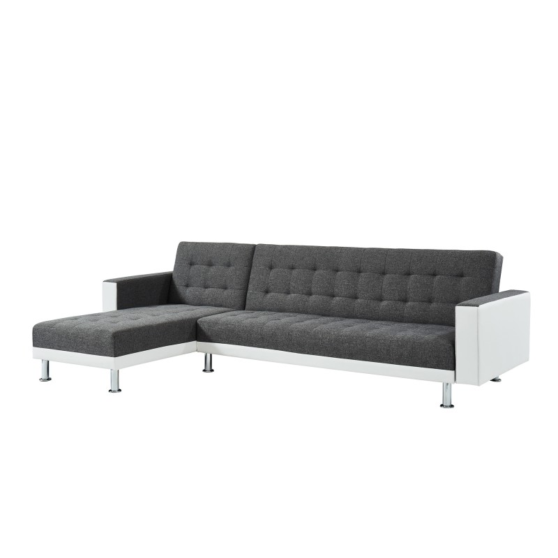Canapé LUXURY XL convertible et réversible PU blanc tissu gris