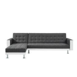 Canapé LUXURY XL convertible et réversible PU blanc tissu gris