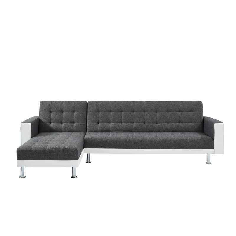 Canapé LUXURY XL convertible et réversible PU blanc tissu gris