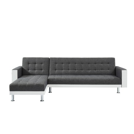 Canapé LUXURY XL convertible et réversible PU blanc tissu gris
