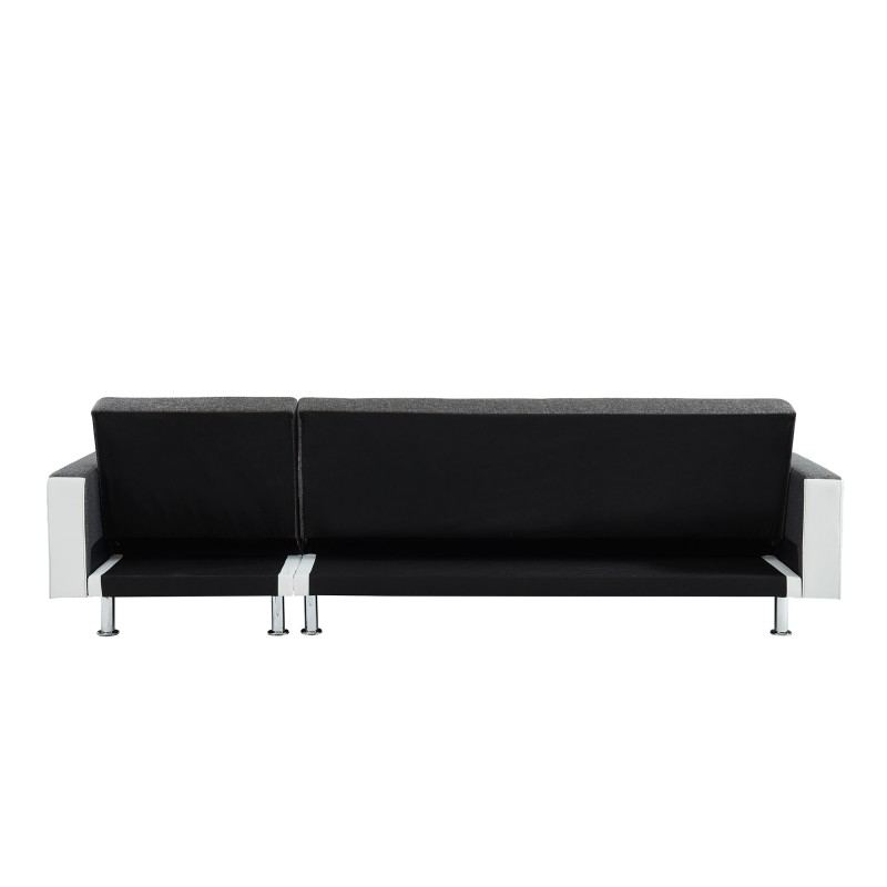 Canapé LUXURY XL convertible et réversible PU blanc tissu gris