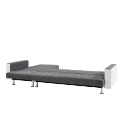 Canapé LUXURY XL convertible et réversible PU blanc tissu gris