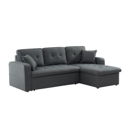 Canapé d'angle CANVAS tissu anthracite coffre angle convertible