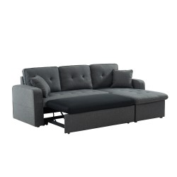 Canapé d'angle CANVAS tissu anthracite coffre angle convertible