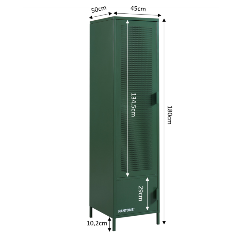 Vestiaire PANTONEmétal vert2 portes et 2 étagères L45cm