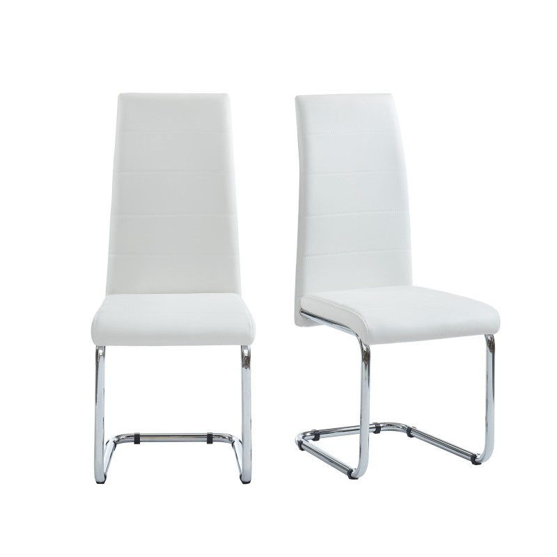 Lot de 2 chaises MARA simili blancpieds en métal chromé