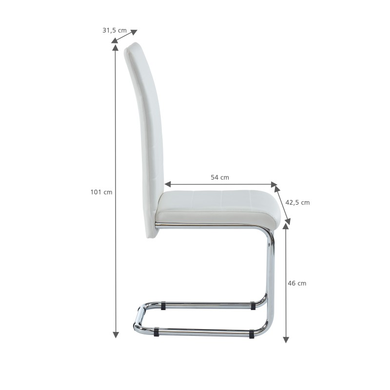 Lot de 2 chaises MARA simili blancpieds en métal chromé