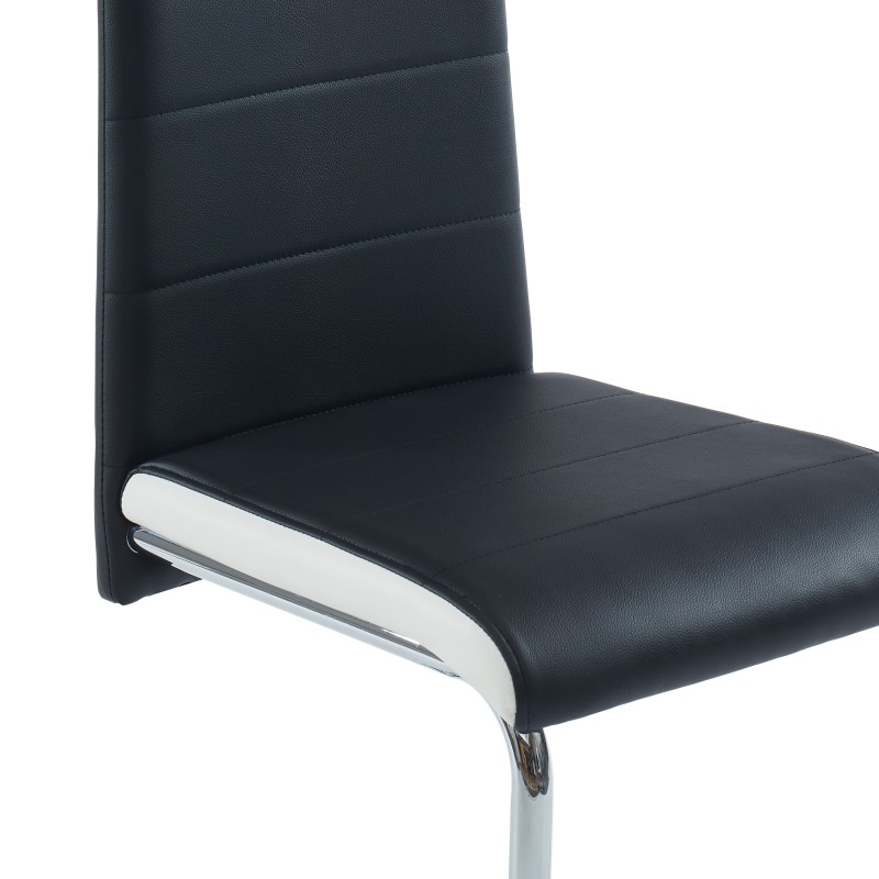 Lot de 2 chaises MARA simili noir et blancpieds en métal chromé 