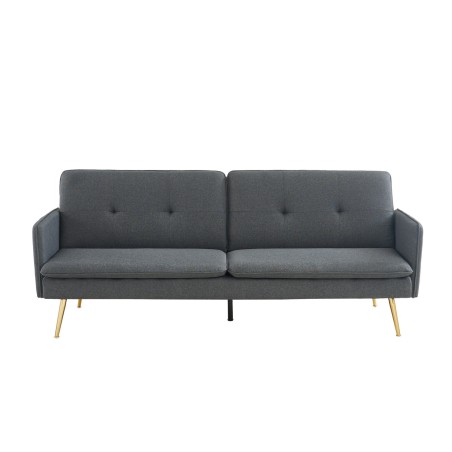 Canapé ADAM en tissu anthracite avec pieds en métal doré