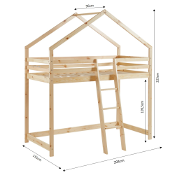 Lit mezzanine TINYpin naturel90x190 sommier inclus