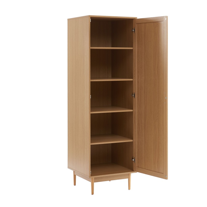 Armoire AMANA effet chêne et cannage rotin 1 porte h180cm