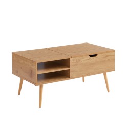 Table basse FLORENCE effet chêne foncé plateau relevable