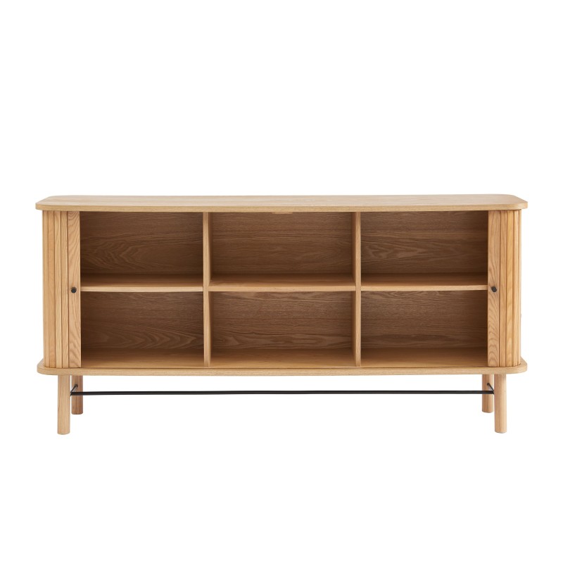 Buffet ERNEST 2 portes coulissantes 6 niches Bois, L160cm