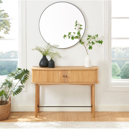 Console ERNEST 2 portes coulissantes 3 niches Bois, L110cm
